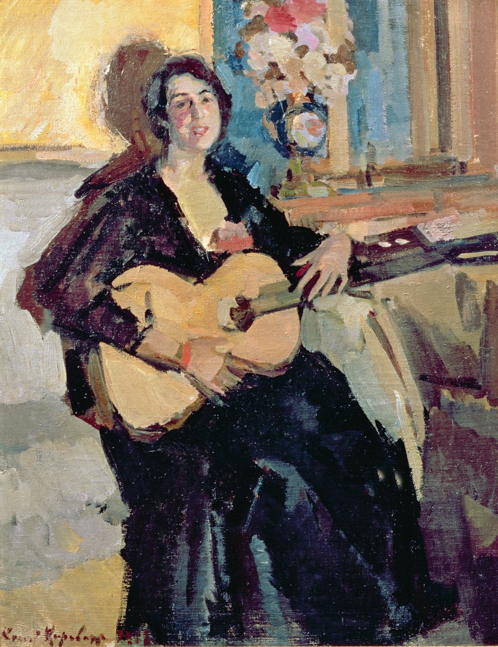 Signora con una chitarra, 1911 da Konstantin Alekseevich Korovin