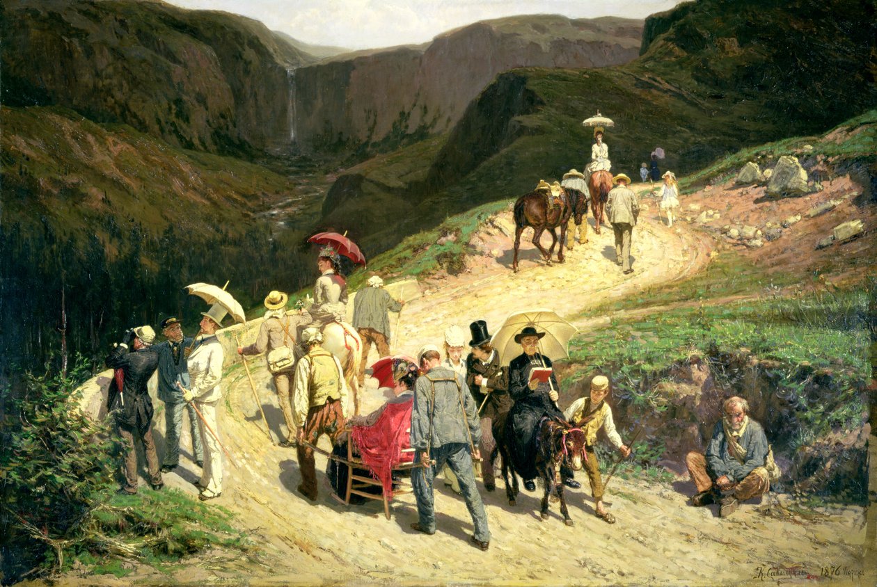 Viaggiatori in Alvernia, 1876 da Konstantin Apollonovich Savitsky