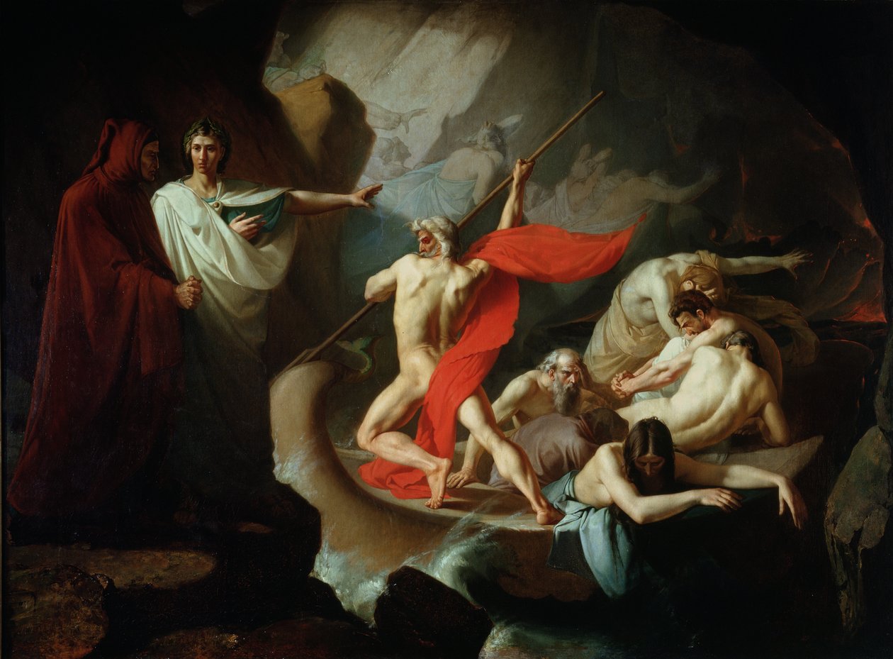 Caronte che trasporta le anime dei morti attraverso lo Stige, 1860 da Konstantin Petrovich Pomerantsev