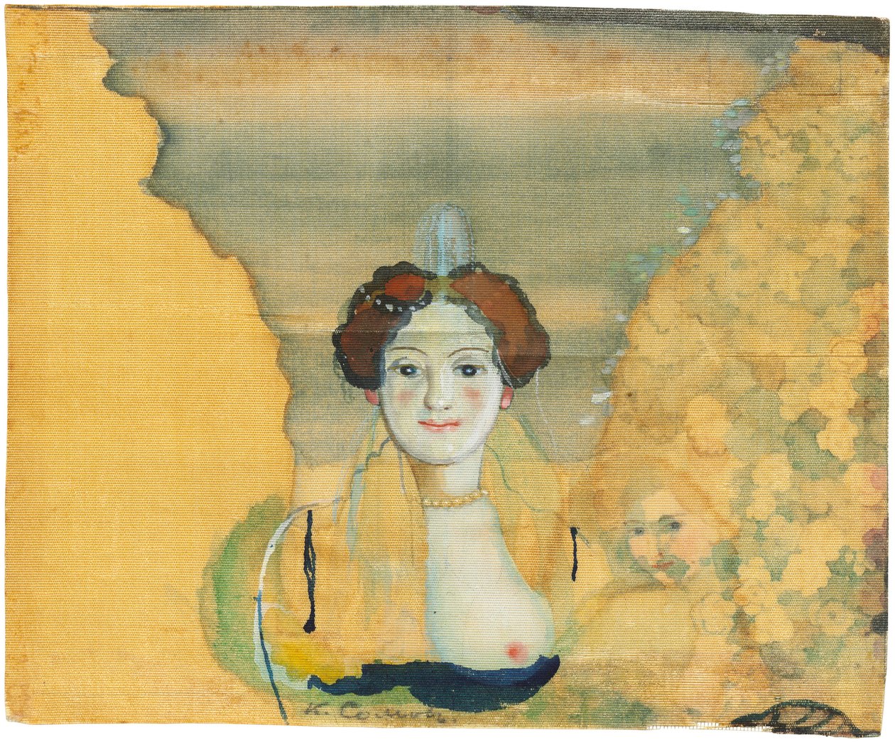 Giovane donna con un giardino oltre da Konstantin Andreyevich Somov