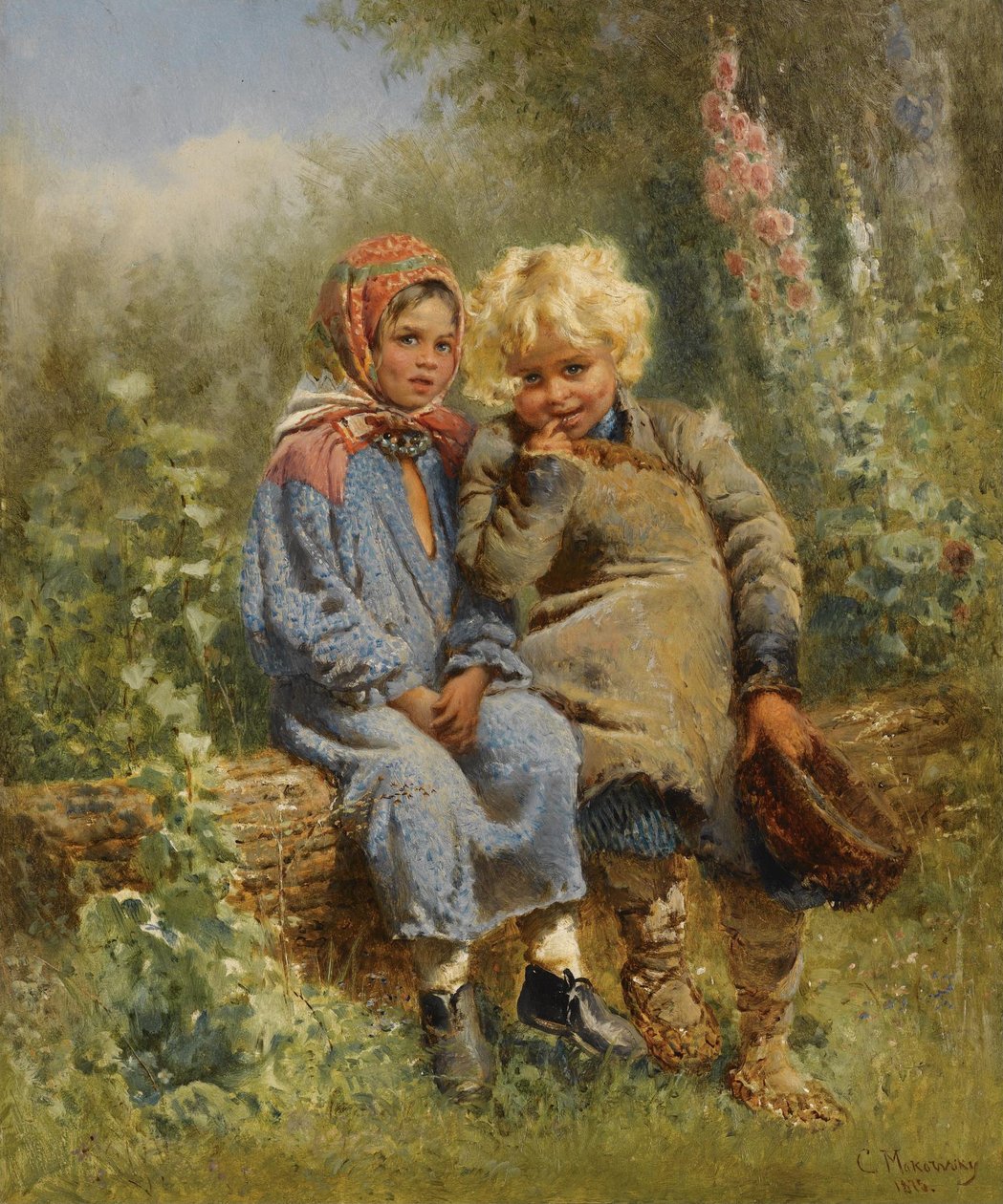 Russo: "Bambini contadini a riposo" Bambini contadini a riposo da Konstantin Makovsky