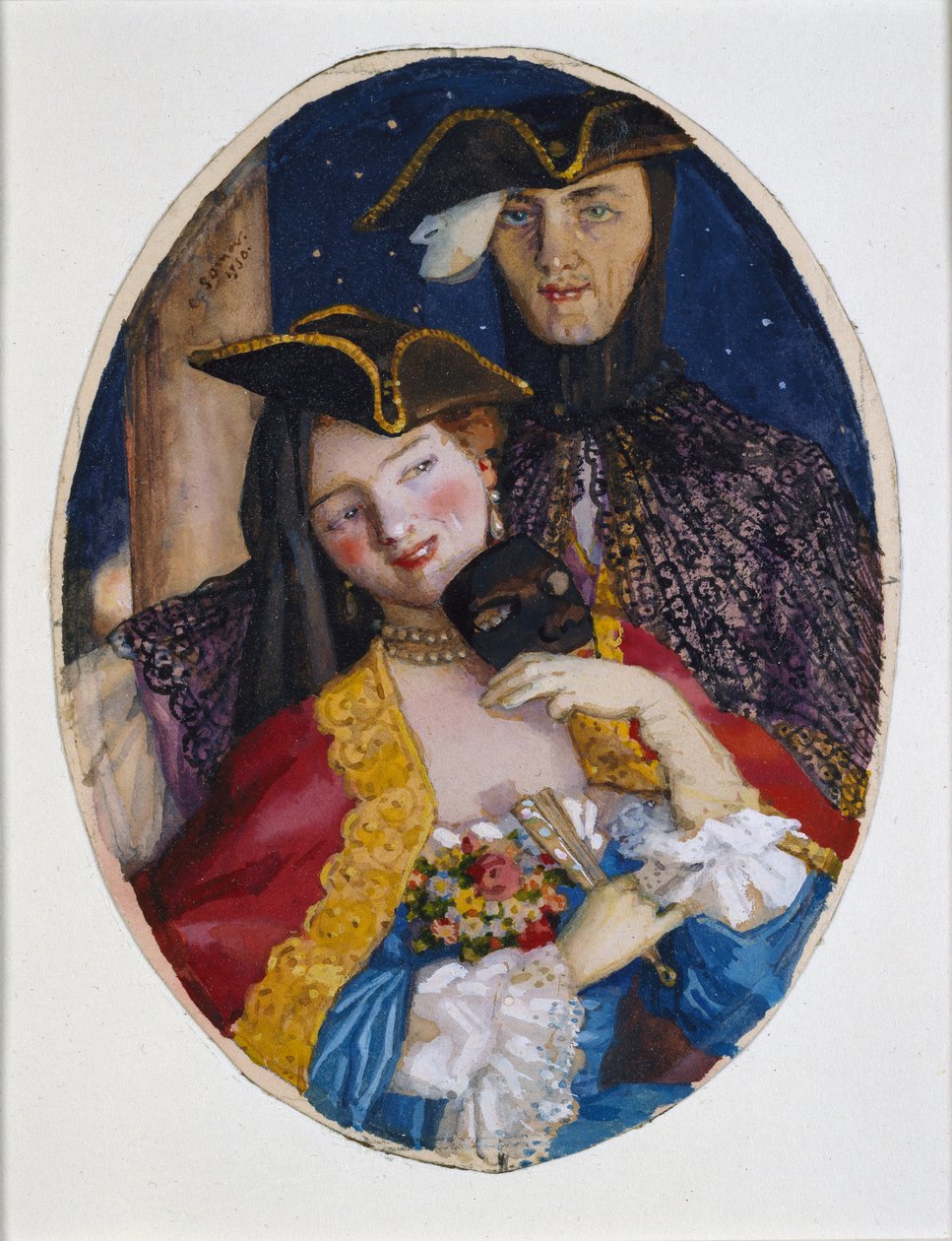 Coppia vestita per un carnevale veneziano, 1930 da Konstantin Somov