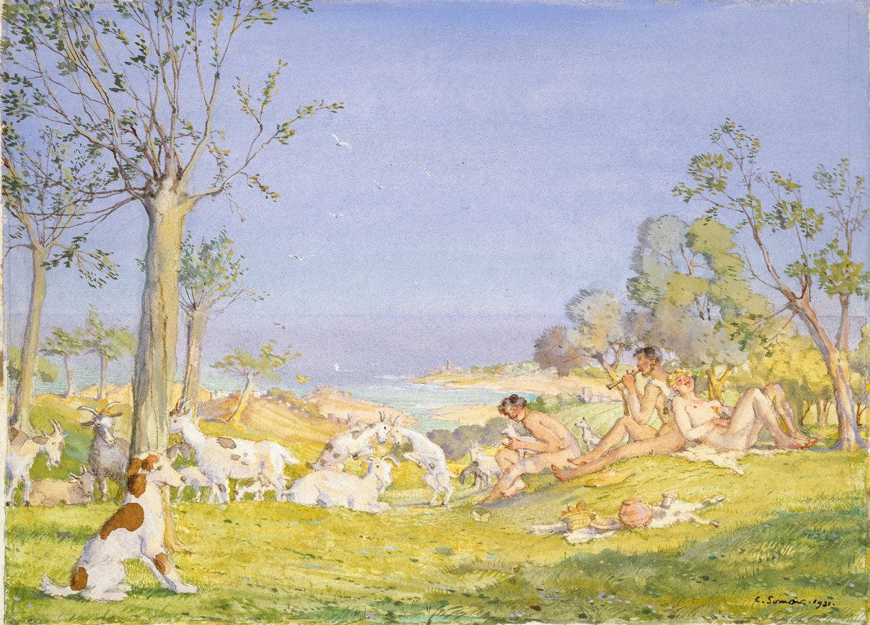 Paesaggio con pastori e capre, 1931 da Konstantin Somov