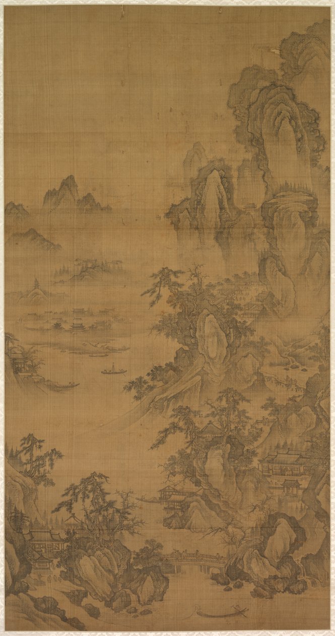 Mercato di montagna, chiaro con nebbia crescente da Korea, Joseon dynasty