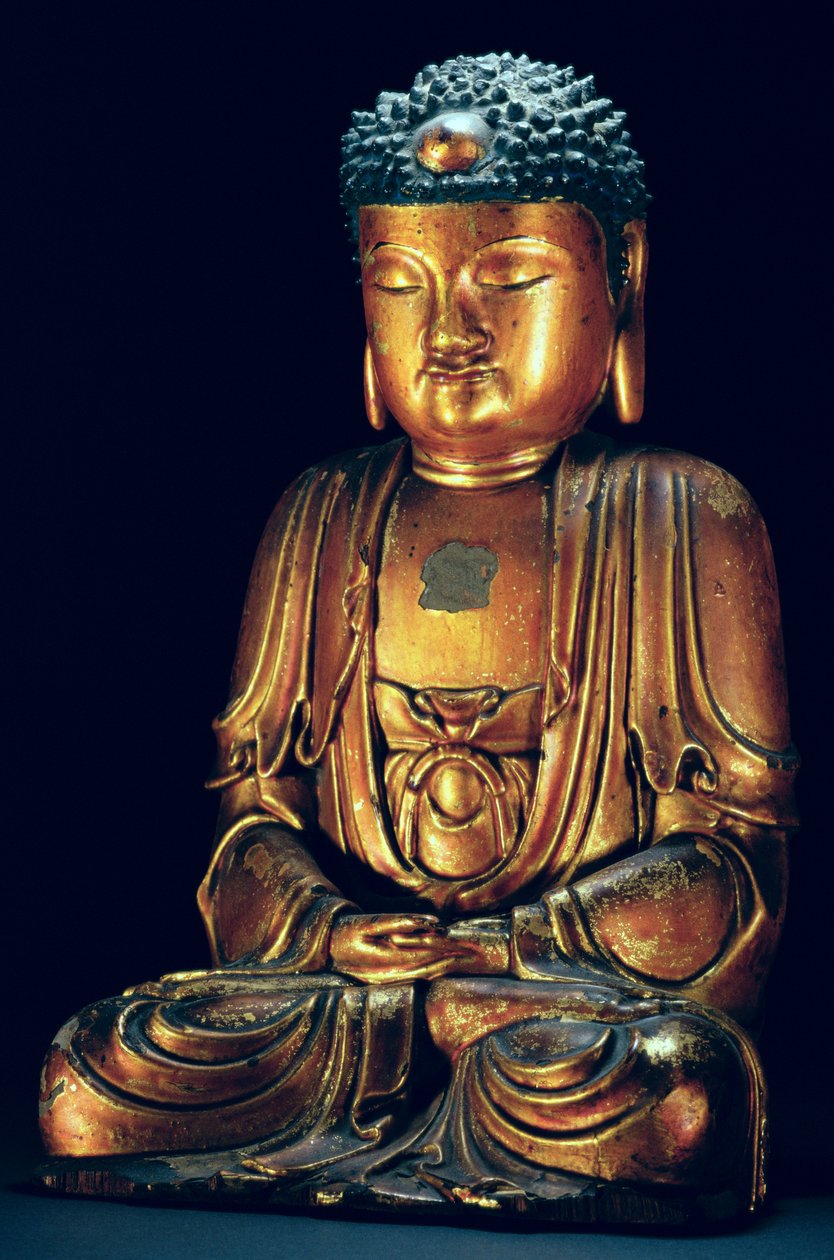 Una figura del Buddha seduto (lacca dorata) da Korean School