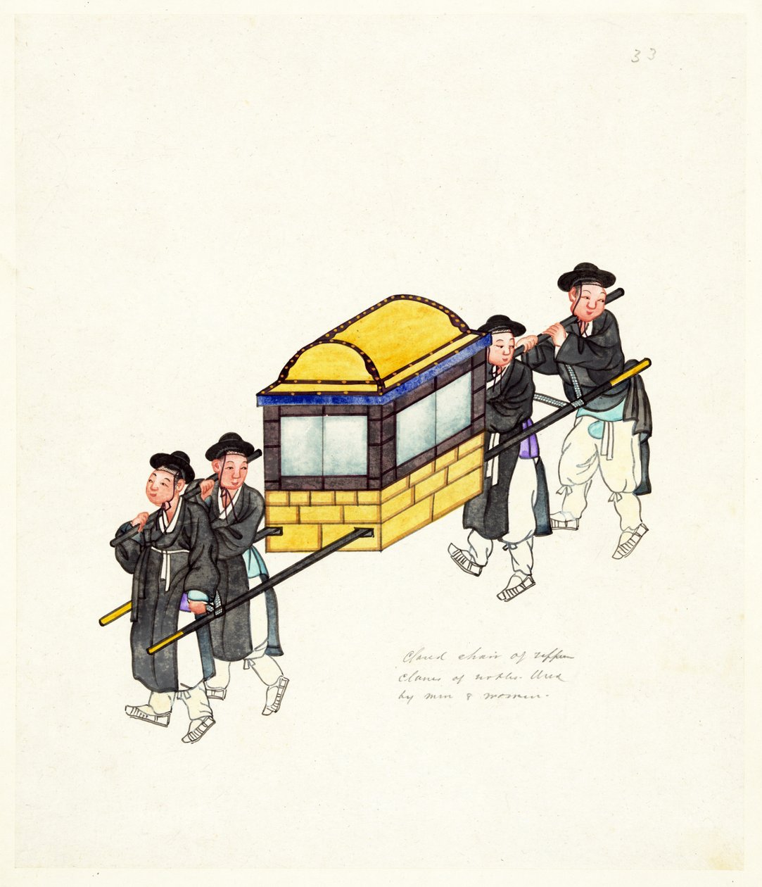 Esempio di un Palanchino Chiuso, pubblicato c.1890 da Korean School