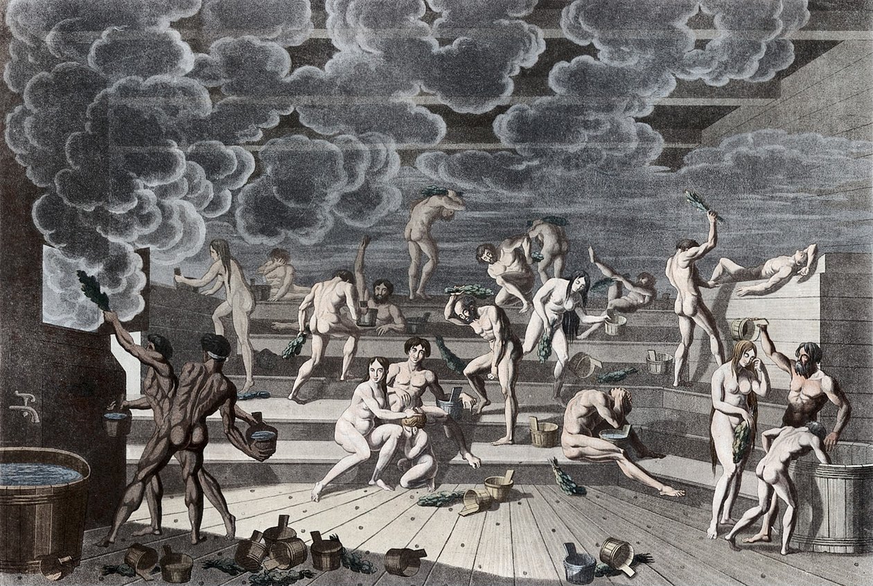 Una casa da bagno russa, 1811 da Korneev