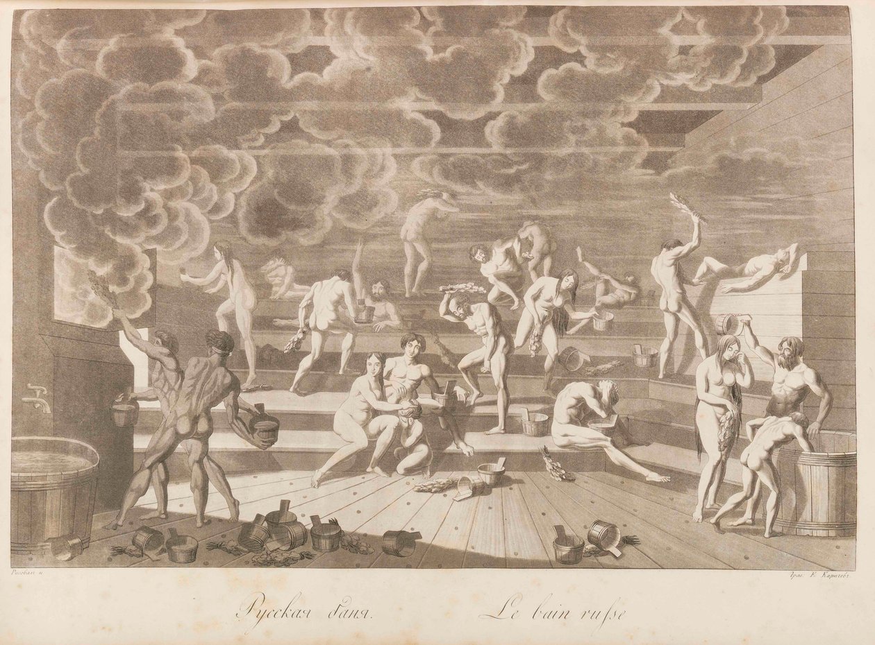 Un bagno russo. Les peuples de la Russie ou description des moeurs di Charles de..., 1811-1812 da Korneev