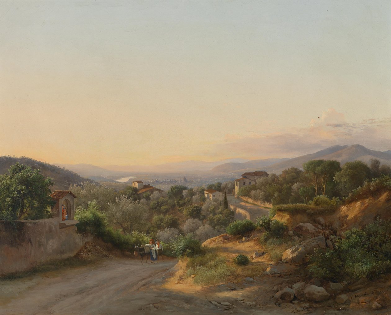 Vista di Firenze e delle colline a ovest da San Donato, sopra Bagno a Ripoli da Károly Markó the Younger
