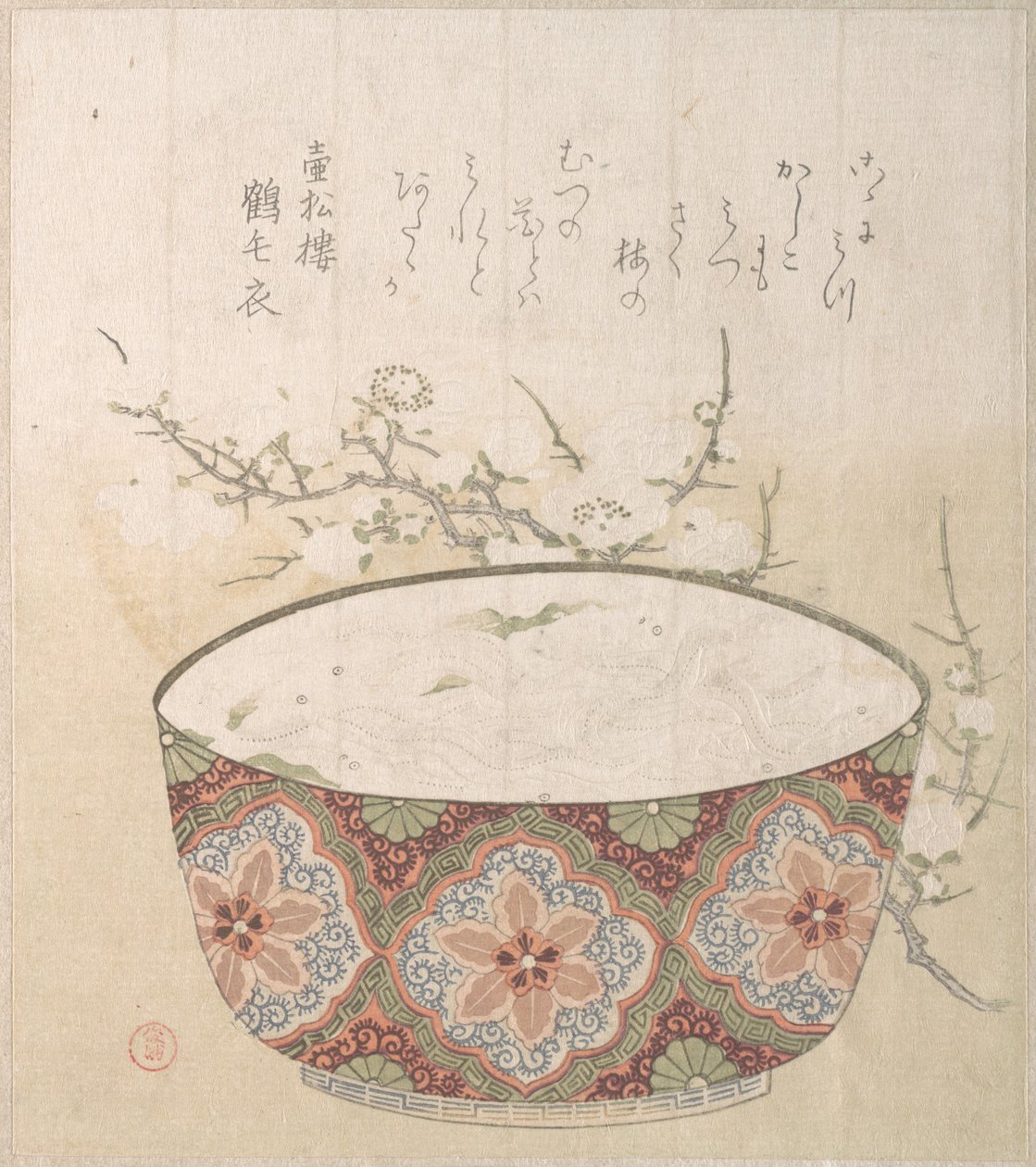 Ciotola con pesci bianchi e fiori di susino da Kubo Shunman