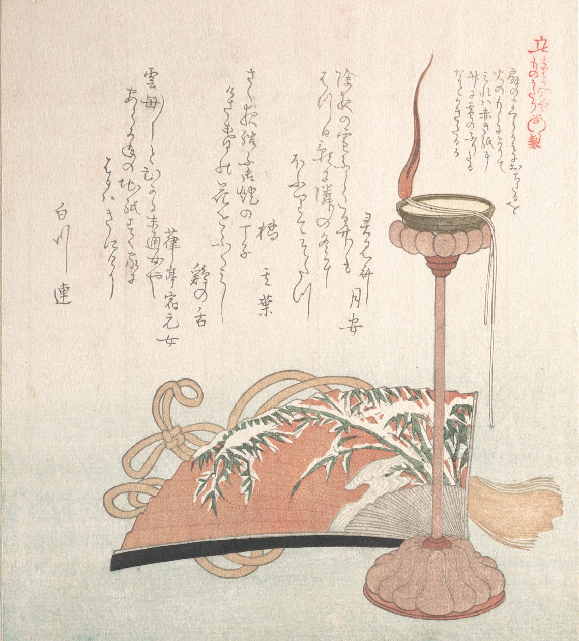 Portacandele e ventaglio da Kubo Shunman
