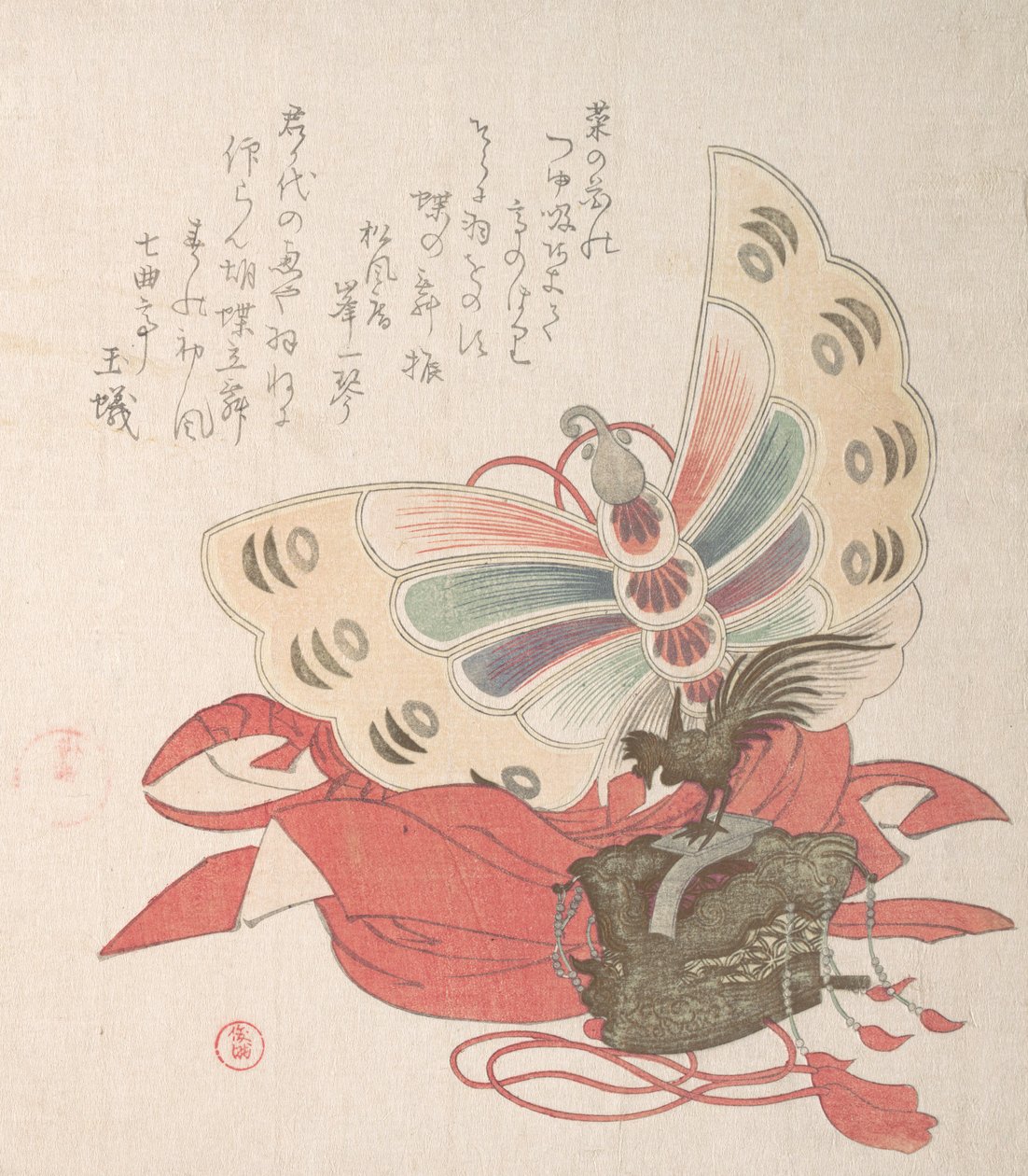 Collezione di pioggia primaverile Harusame shu, vol. 2: Costume per la danza della farfalla Kocho no... da Kubo Shunman