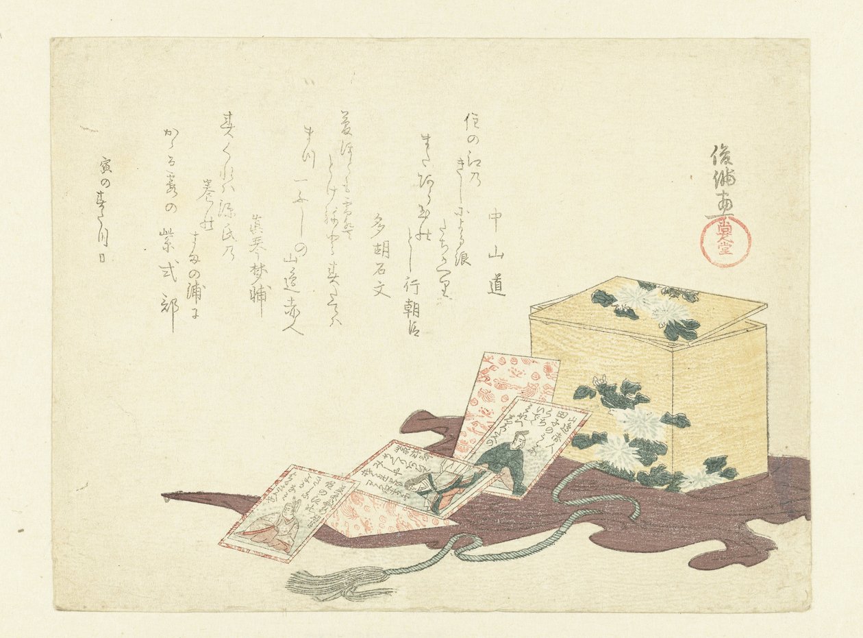 Un gioco di carte e la sua scatola da Kubota Shunman