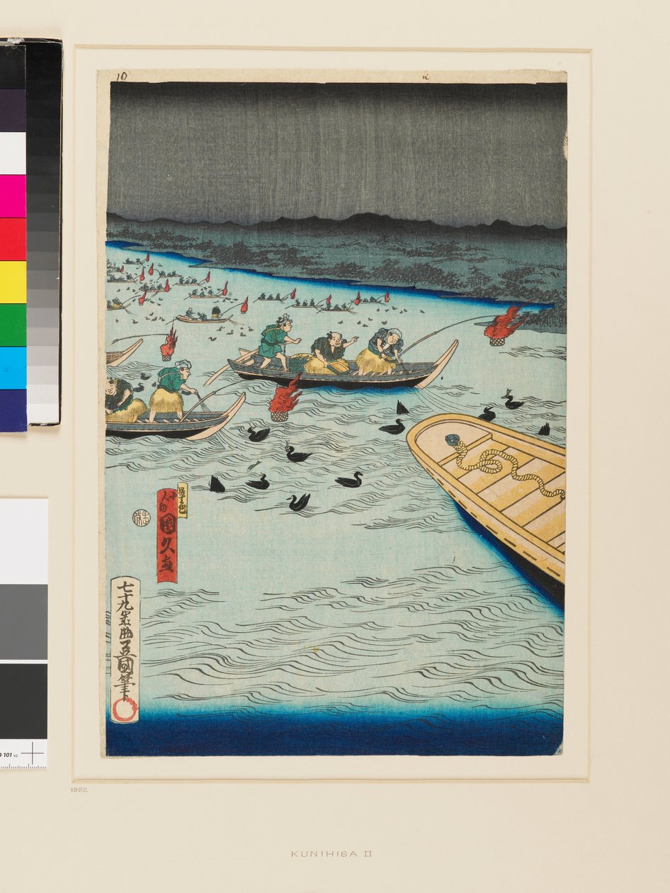 Pesca notturna con i cormorani da Kunihisa II Utagawa