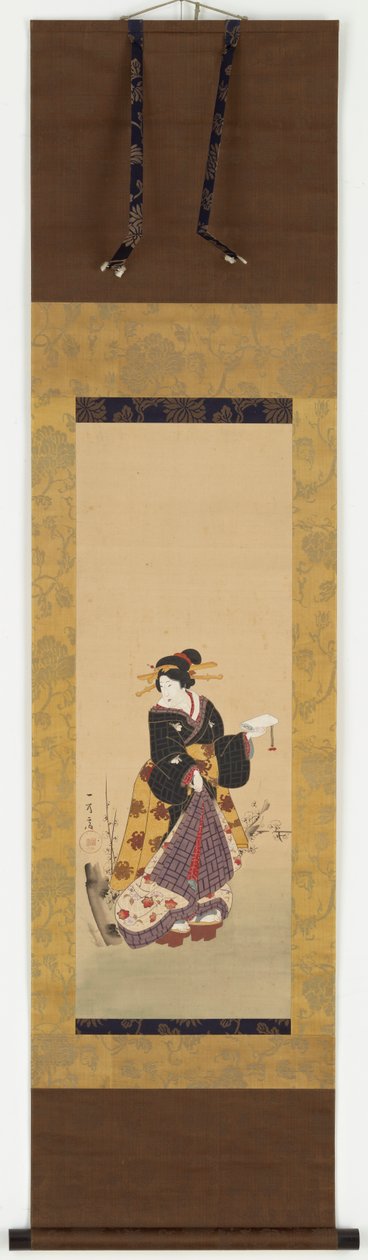 Un Oiran accanto a un albero di prugne, metà del XIX secolo da Kuniyuki Utagawa