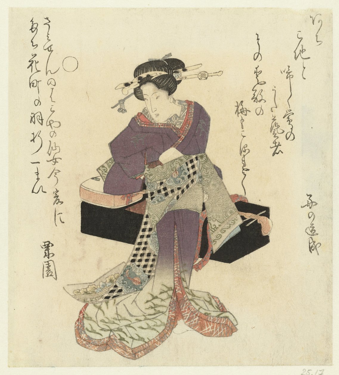 Geisha che si lega la cintura da Kurizono