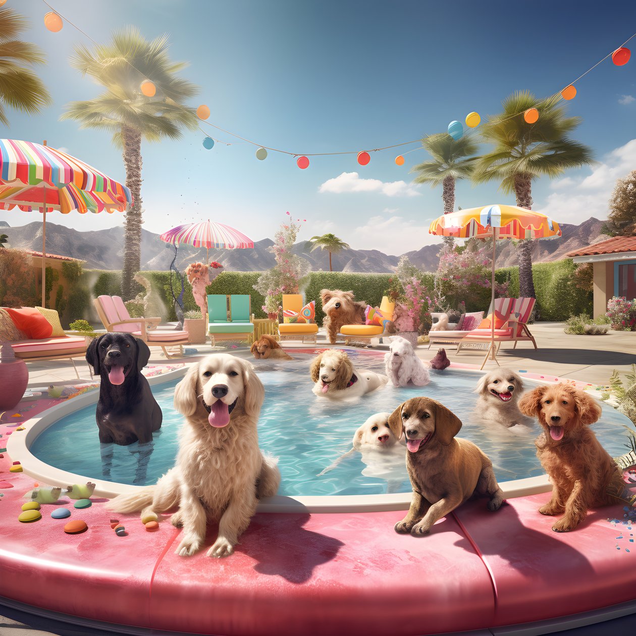Festa in piscina per cani a Palm Springs 2 da Kurt Heppke