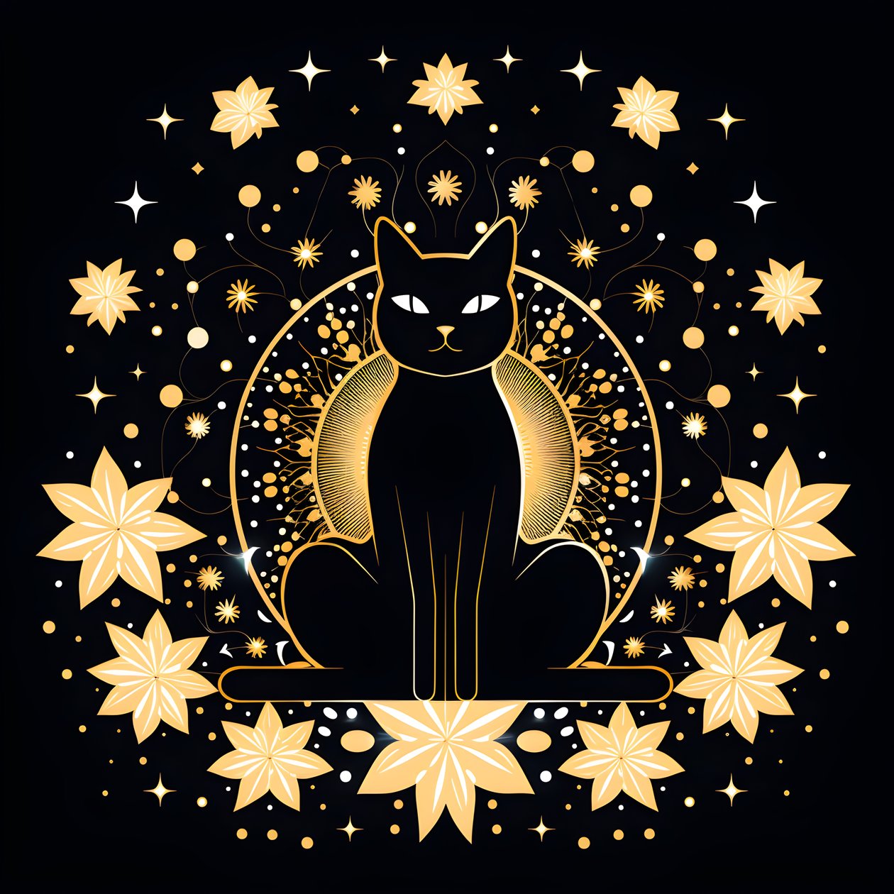 Gatto in meditazione seduto su un fiore di loto da Kurt Heppke