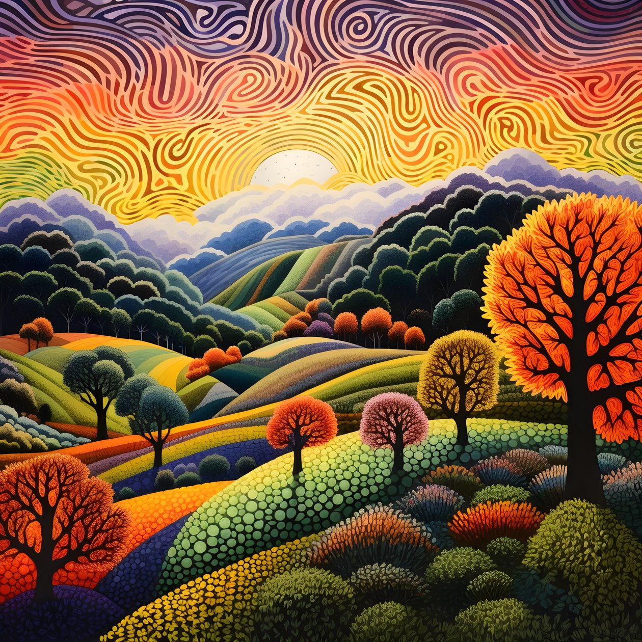 Paesaggio con alberi e colline 2 da Kurt Heppke