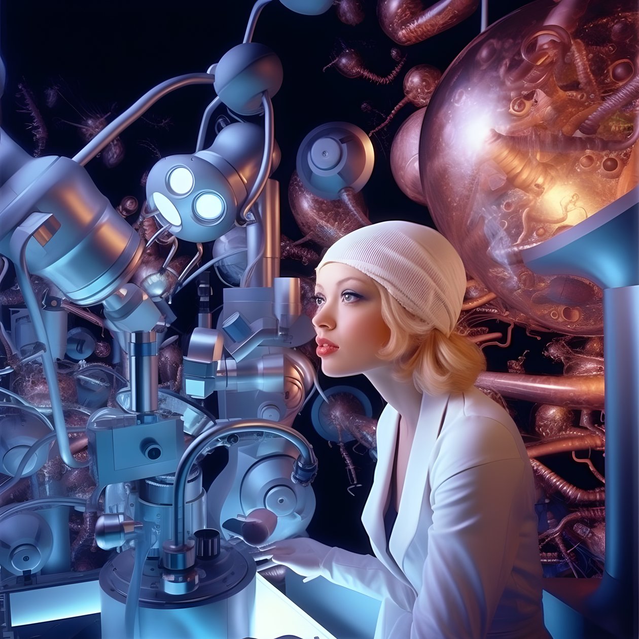 Immagine al microscopio elettronico a super risoluzione di donna nello stile artistico di David LaChapelle 3 da Kurt Heppke