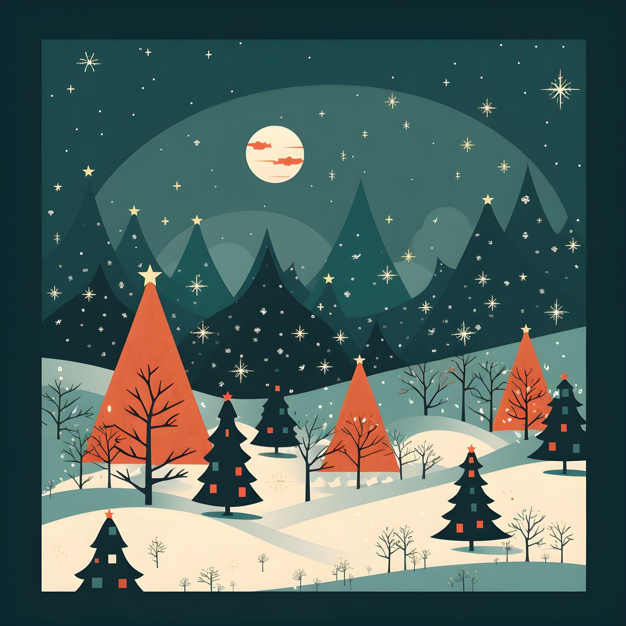 Cartolina di Natale in stile anni 