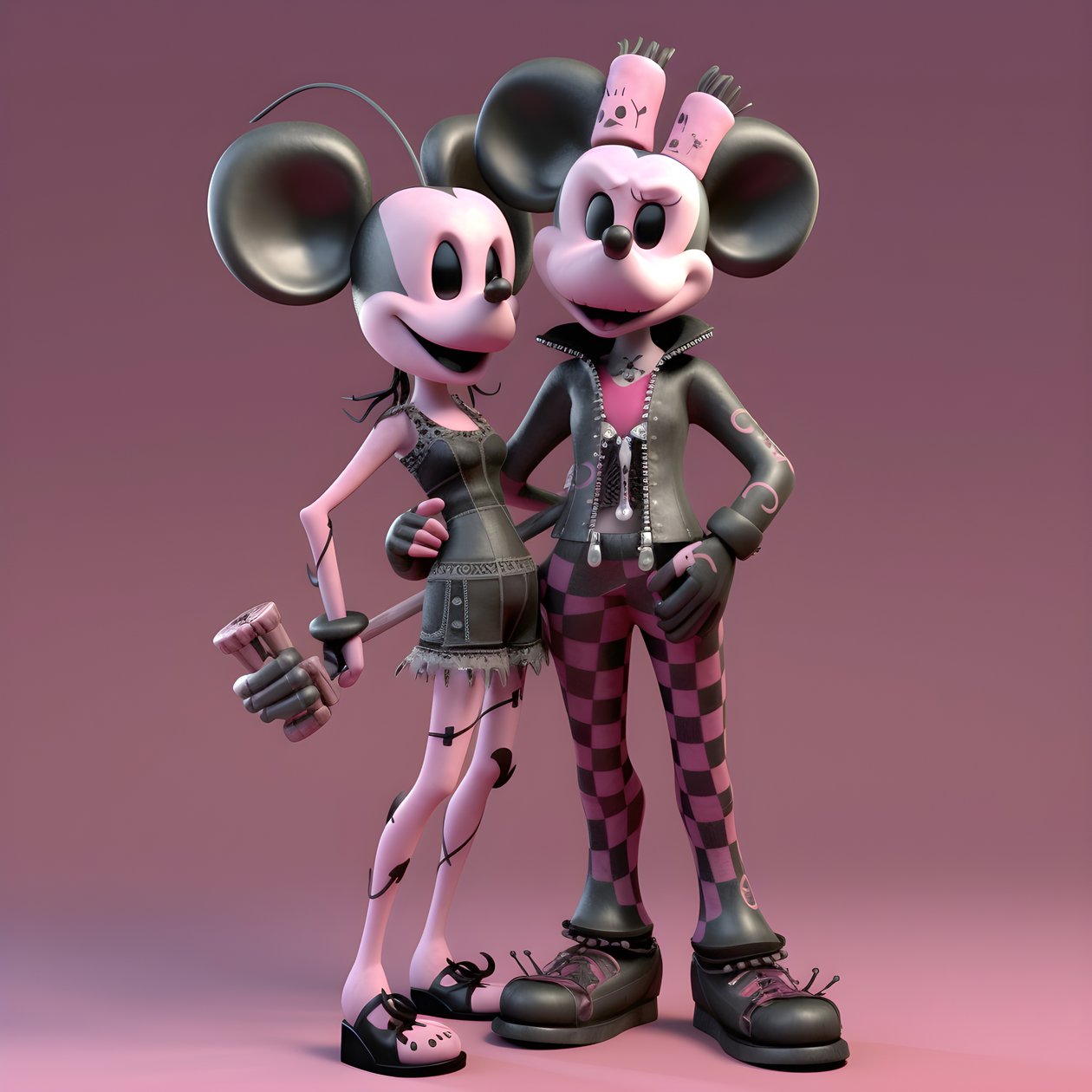 Incubo prima di Natale punk rosa Minnie e Topolino 1 da Kurt Heppke