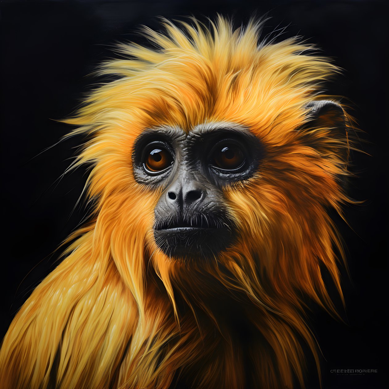 volto di un langur dorato su sfondo nero 4 da Kurt Heppke