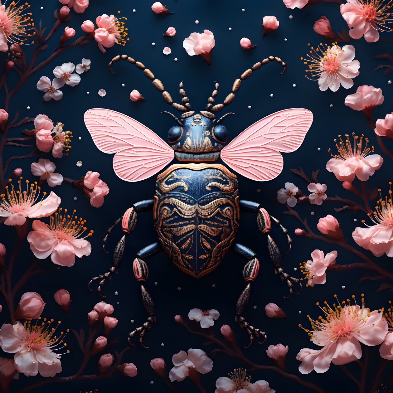Illustrazione di uno scarabeo con funghi sullo sfondo 4 da Kurt Heppke