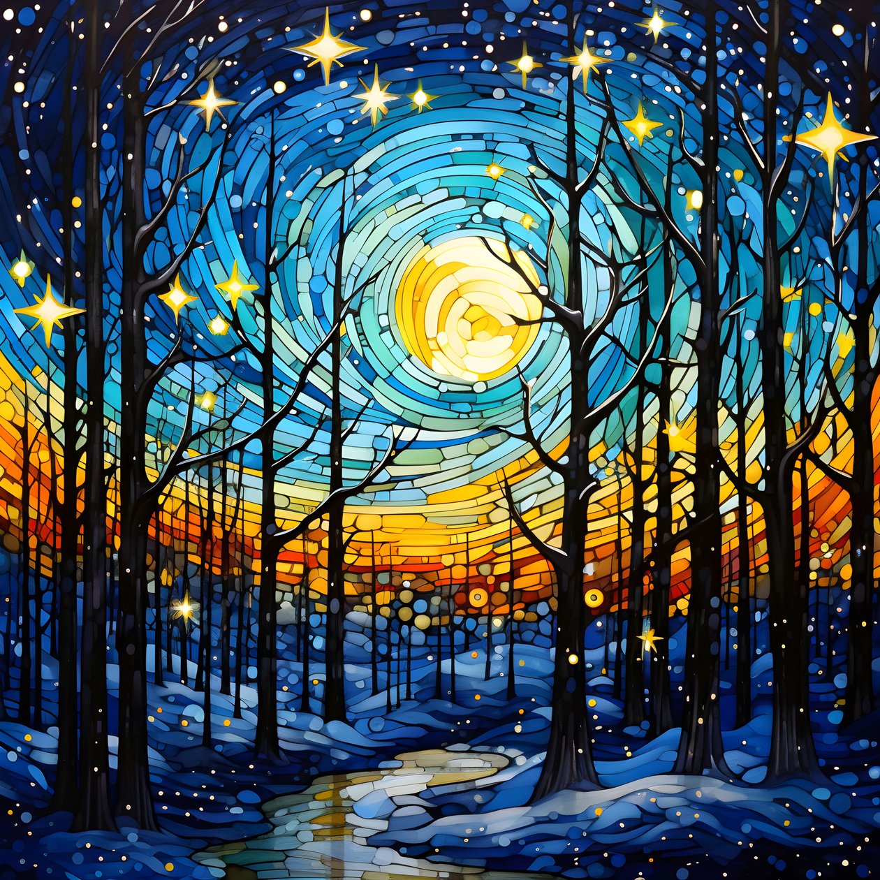 Una scena dalla foresta innevata con stelle 2 da Kurt Heppke