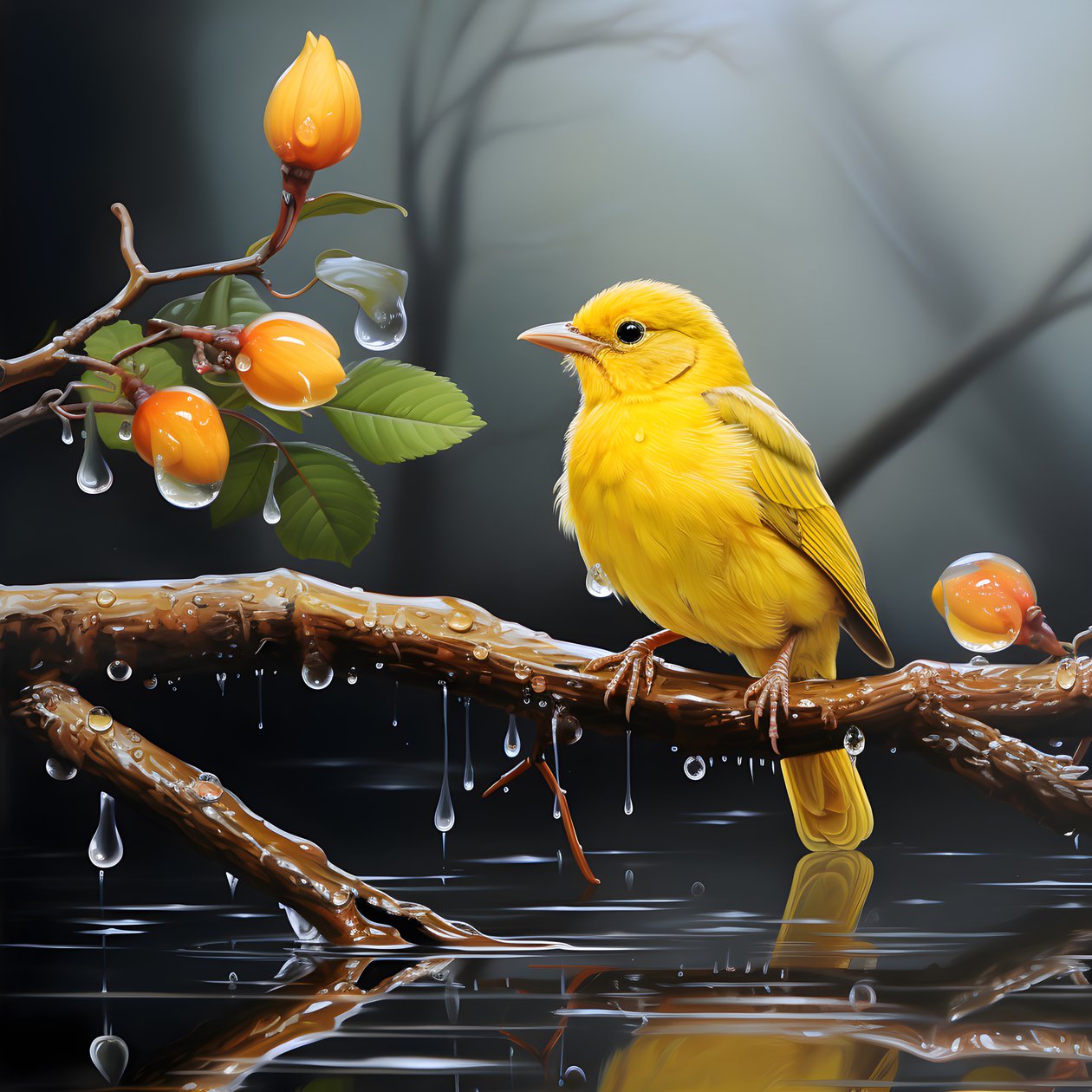 uccello giallo su un ramo nell