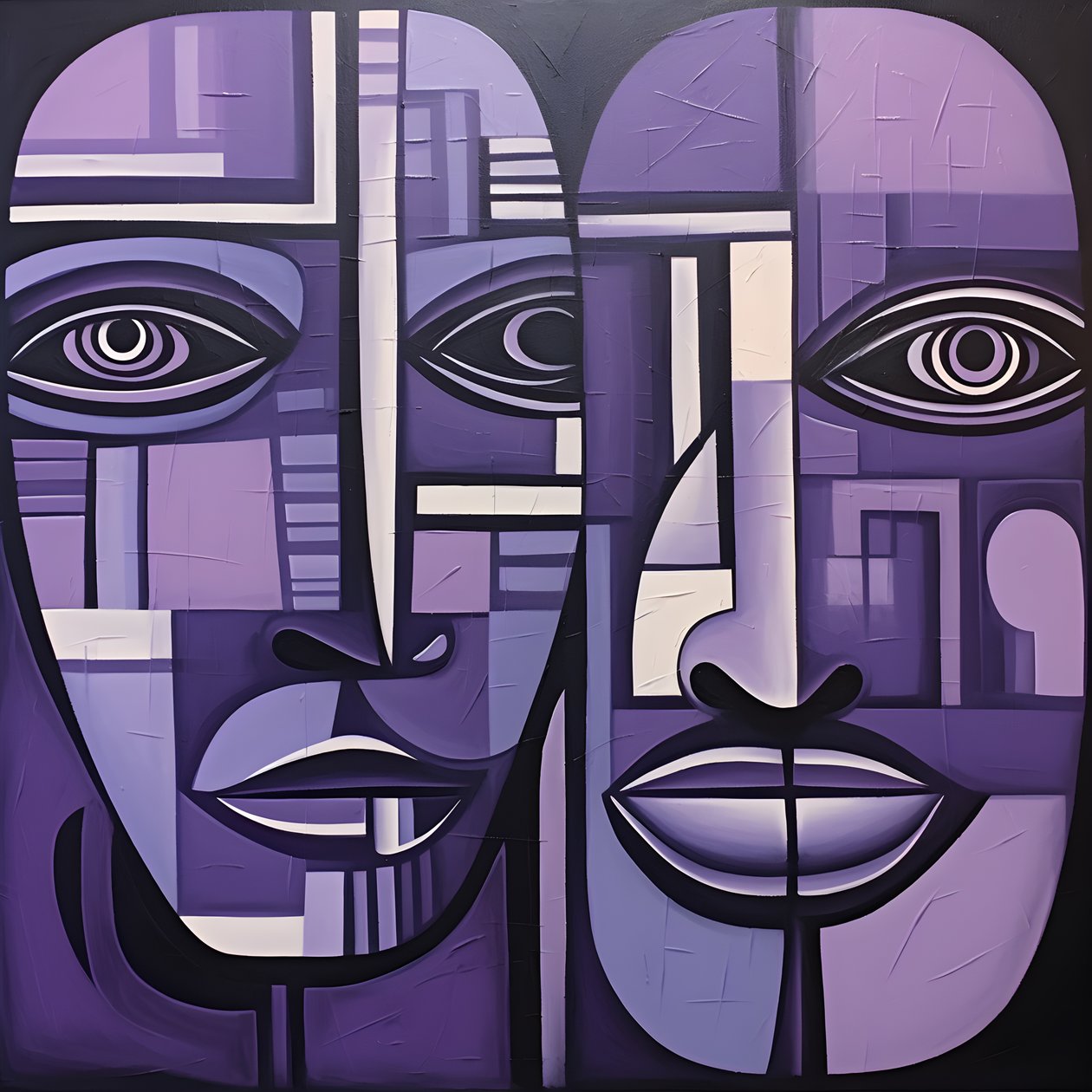 Pittura geometrica viola e grigia con occhio viola 3 da Kurt Heppke