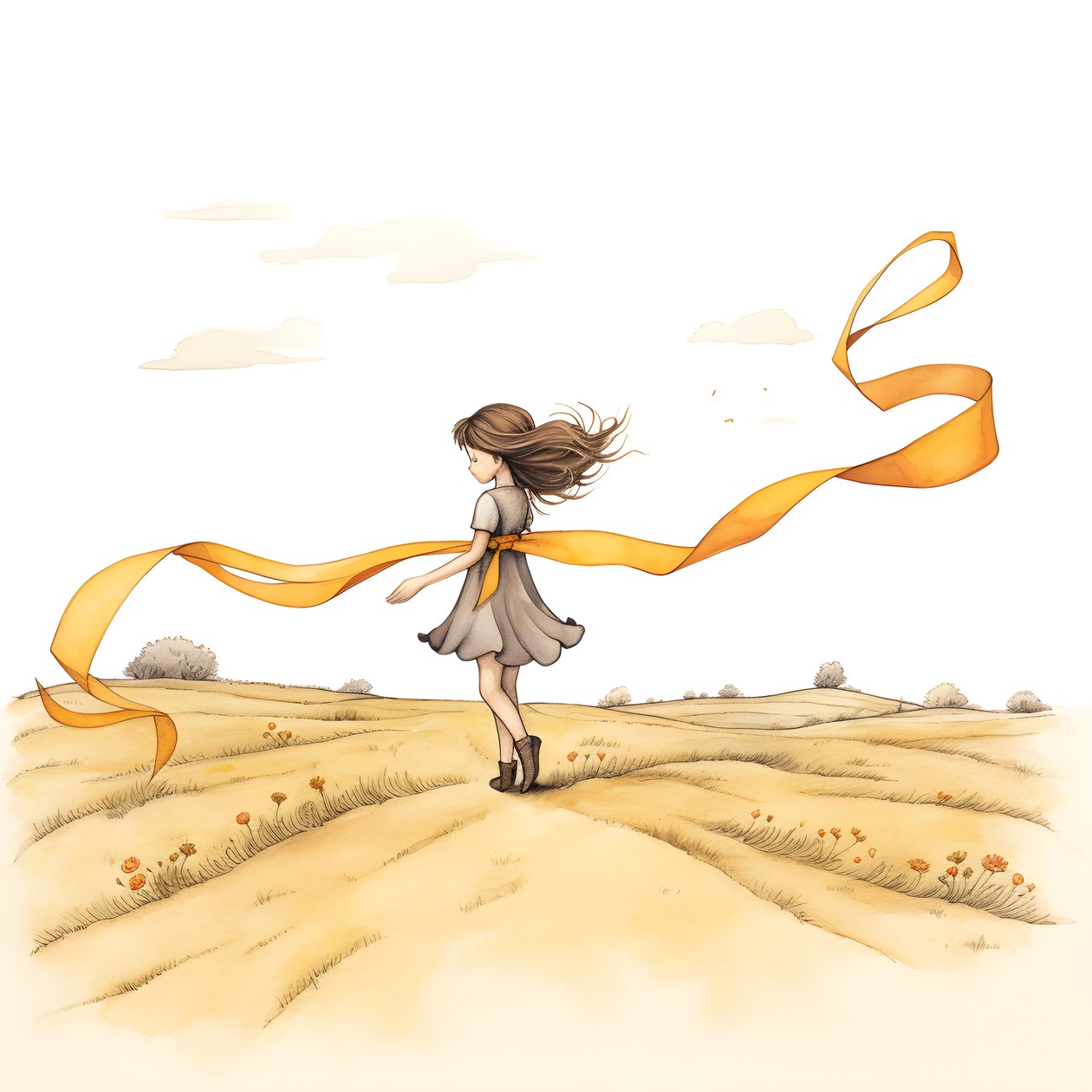disegno ingenuo di una ragazza con un nastro che danza 1 da Kurt Heppke