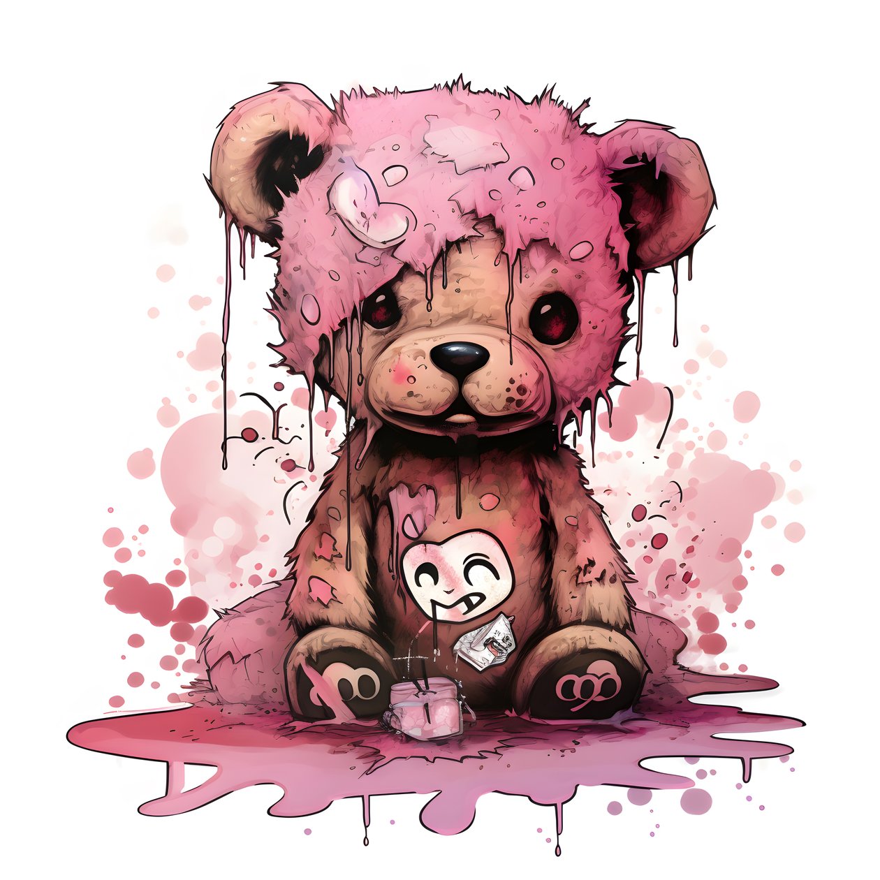Orsetto unisex rosa con un tatuaggio marrone sulla fronte 1 da Kurt Heppke