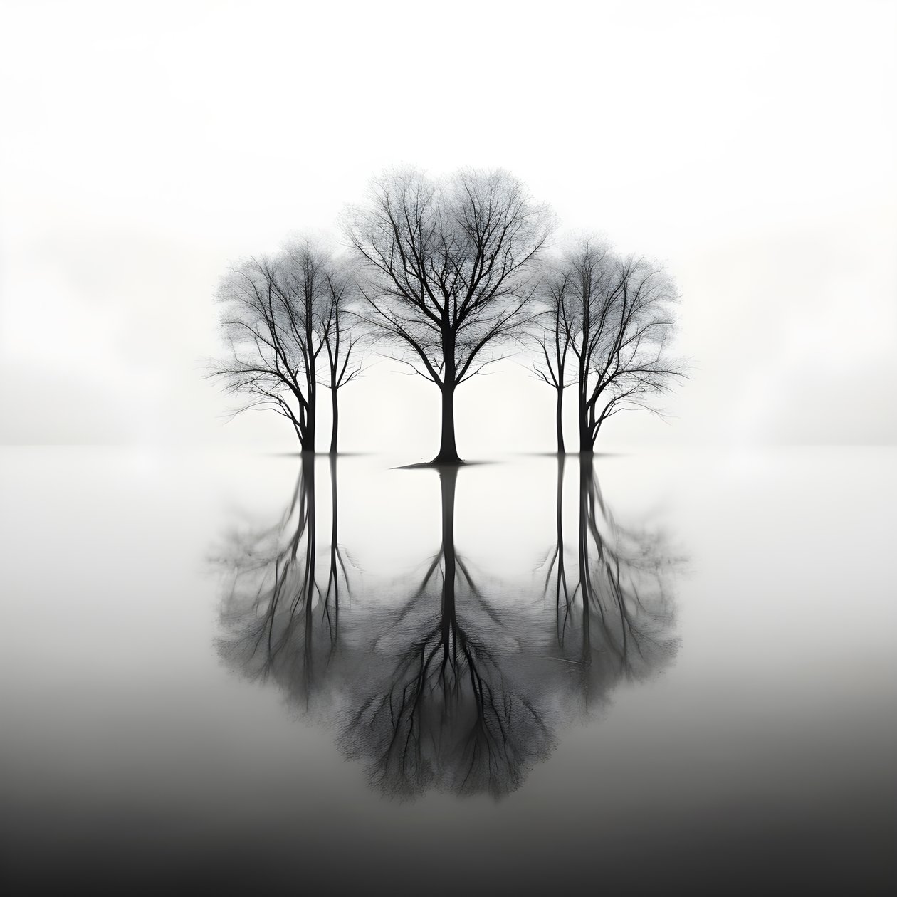 Foto in bianco e nero di alberi sull
