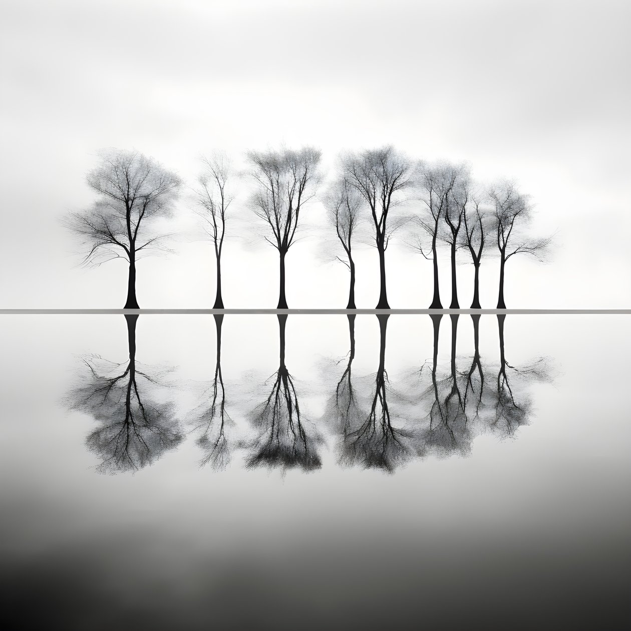 Foto in bianco e nero di alberi sull