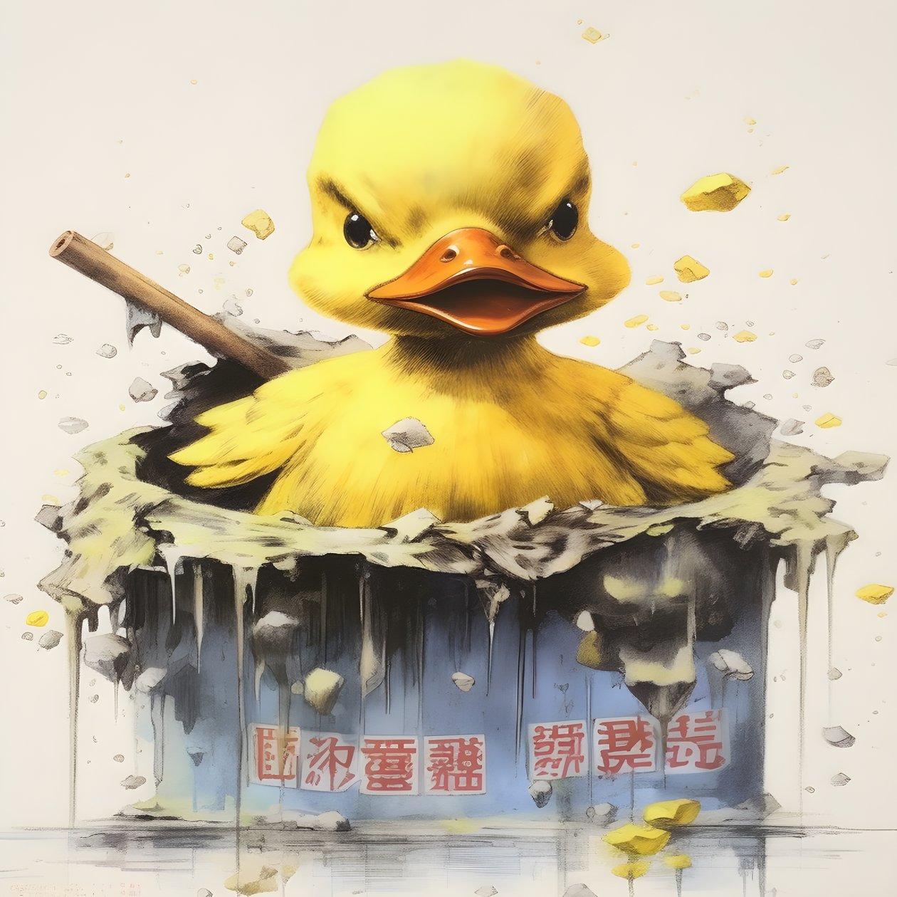 Manifesto pubblicitario di una papera di gomma trendy - the yellow 3 da Kurt Heppke