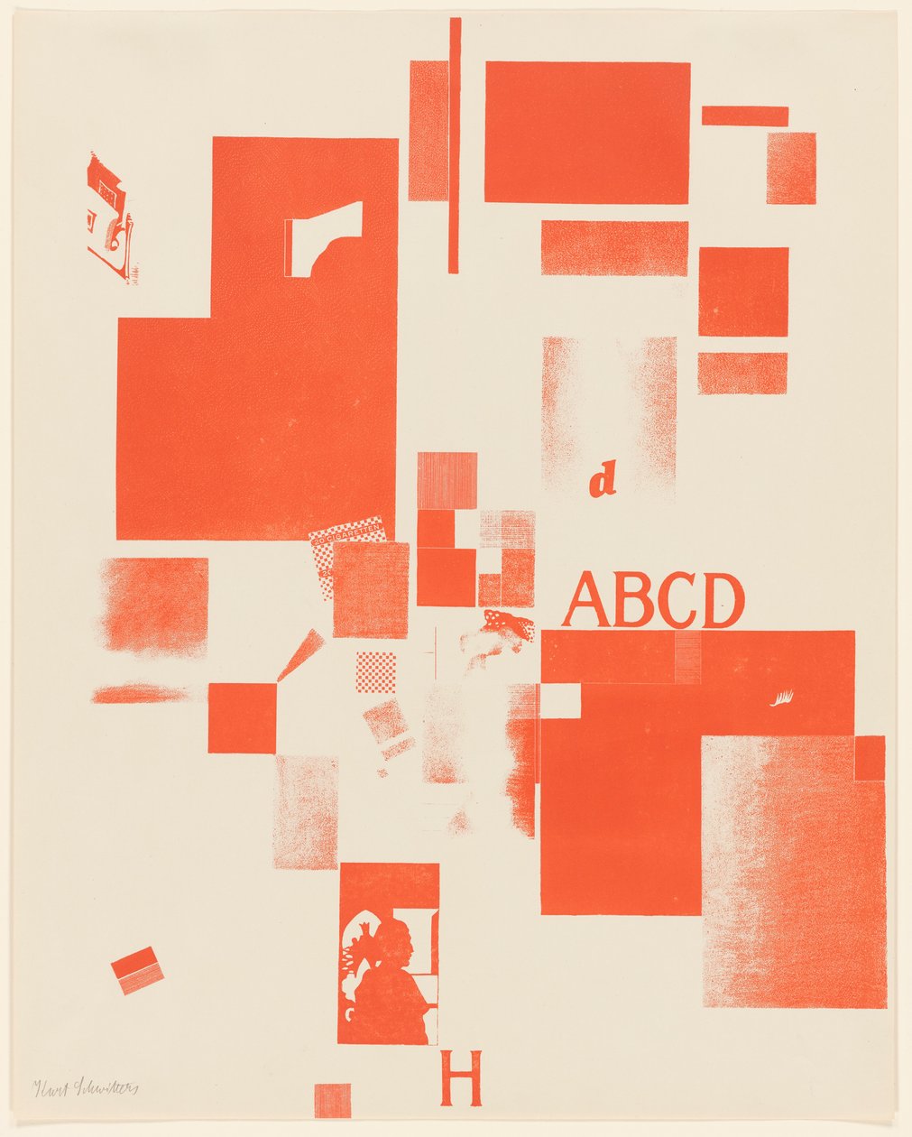 Senza Titolo, n. 4 di 6 dal portfolio Merz 3. Kurt Schwitters 6 Lithos. Merz Mappe. Prima Mappa del Merz Verlag da Kurt Schwitters
