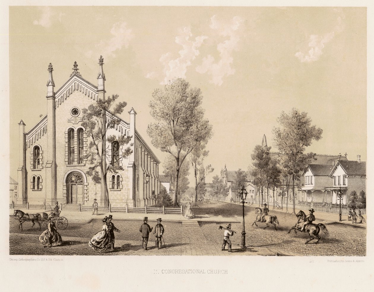 First Congregational Church, Chicago, c.1867 da Kurz and Allison
