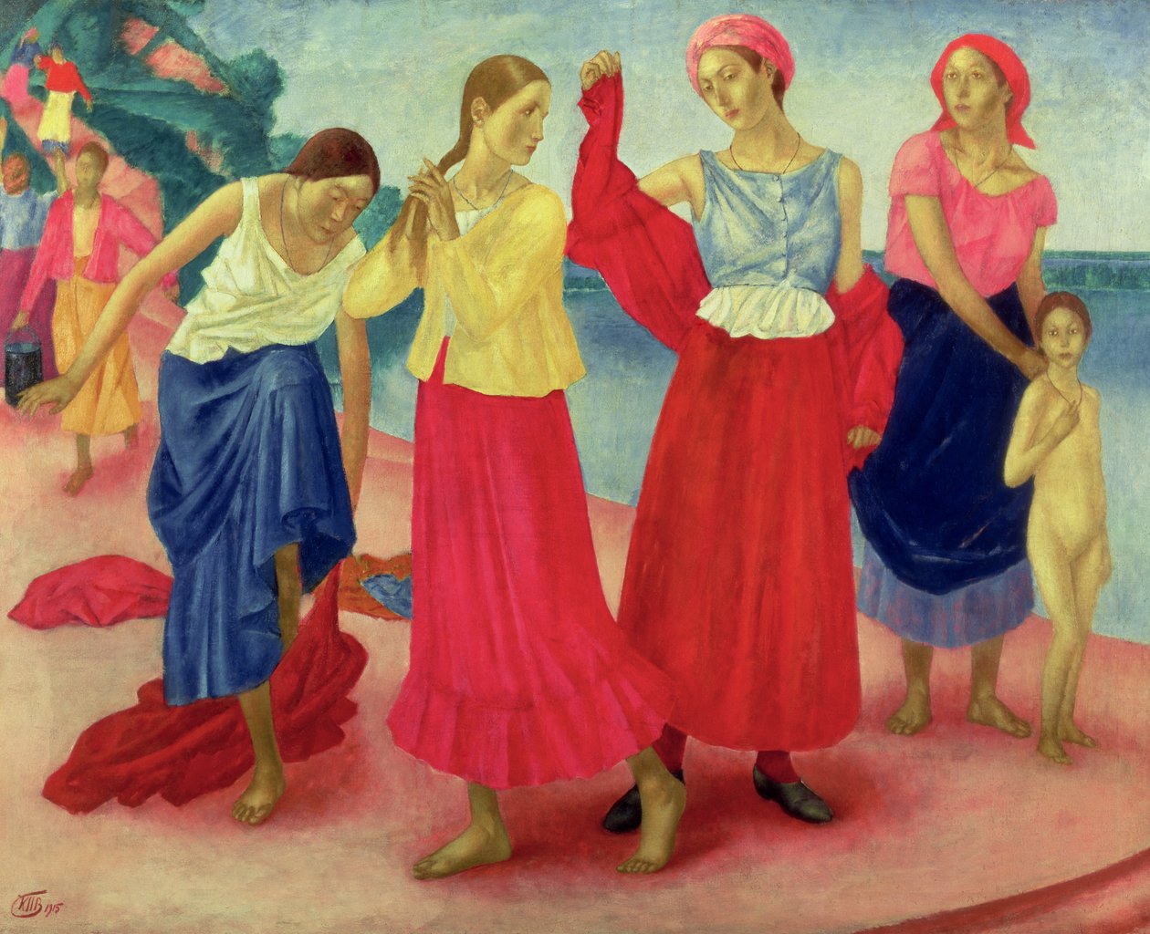 Giovani donne sul Volga, 1915 da Kuzma Sergeevich Petrov Vodkin