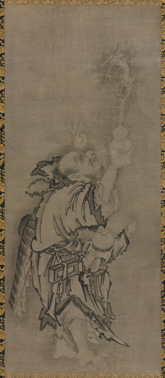 Hotei con Immortali Daoisti: Immortale con Zucca e Drago da Kyūseki Tomonobu