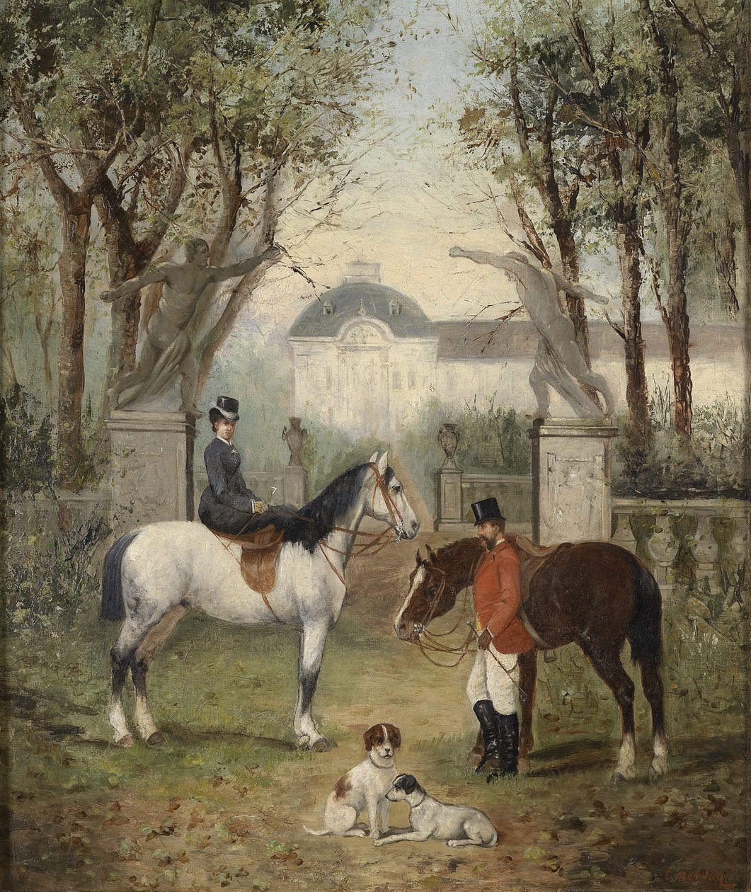 Imperatrice Elisabetta con accompagnatore a cavallo da L. Herday