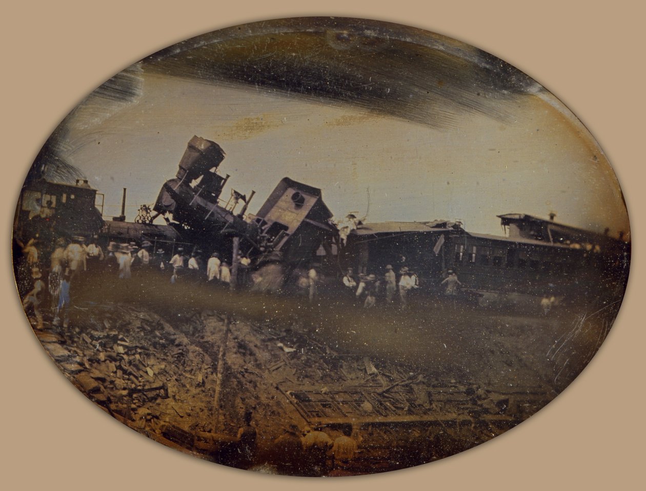 Deragliamento del treno sulla Providence Worcester Railroad vicino a Pawtucket, Rhode Island da L. Wright