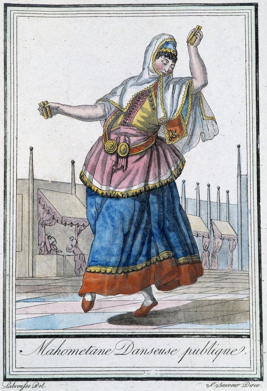 Danzatrice pubblica musulmana - in "Encyclopédie des voyages" di J. Grasset St Sauveur, ed. Deroy, Parigi da L.F. Labrousse