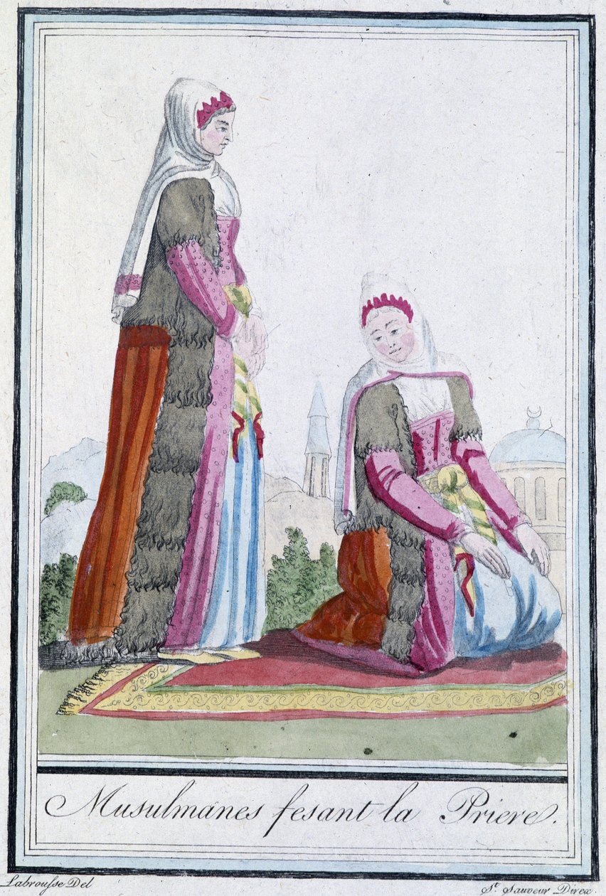 Musulmani in preghiera - in "Enciclopedia dei viaggi" di J. Grasset St Sauveur, ed. Deroy, Parigi da L.F. Labrousse