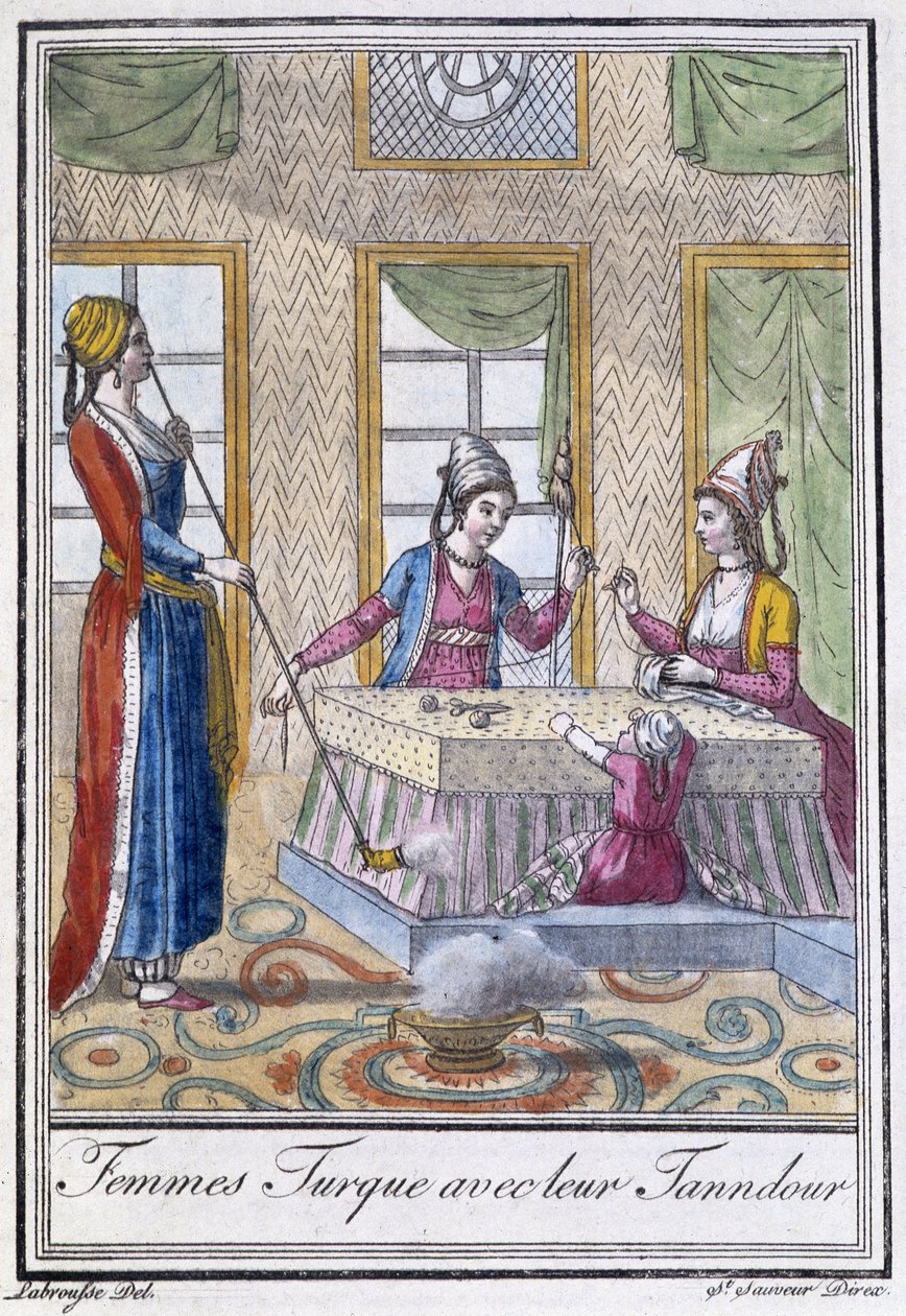 Donne turche con il loro Tanndour - in "Encyclopédie des voyages" di J. Grasset St Sauveur, ed. Deroy, Parigi da L.F. Labrousse