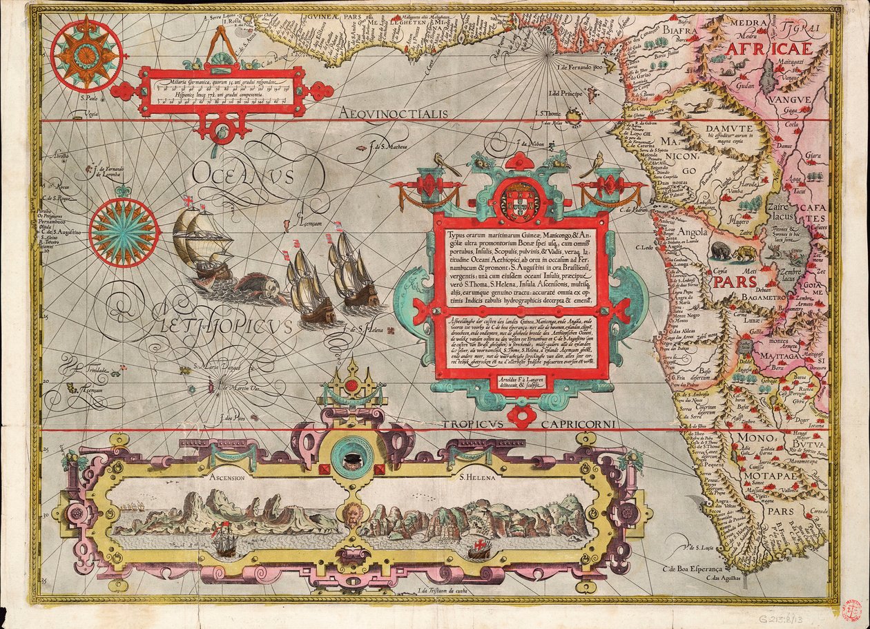 Carta della costa della Guinea, Manicongo e Angola fino al Capo di Buona Speranza da L. Davis