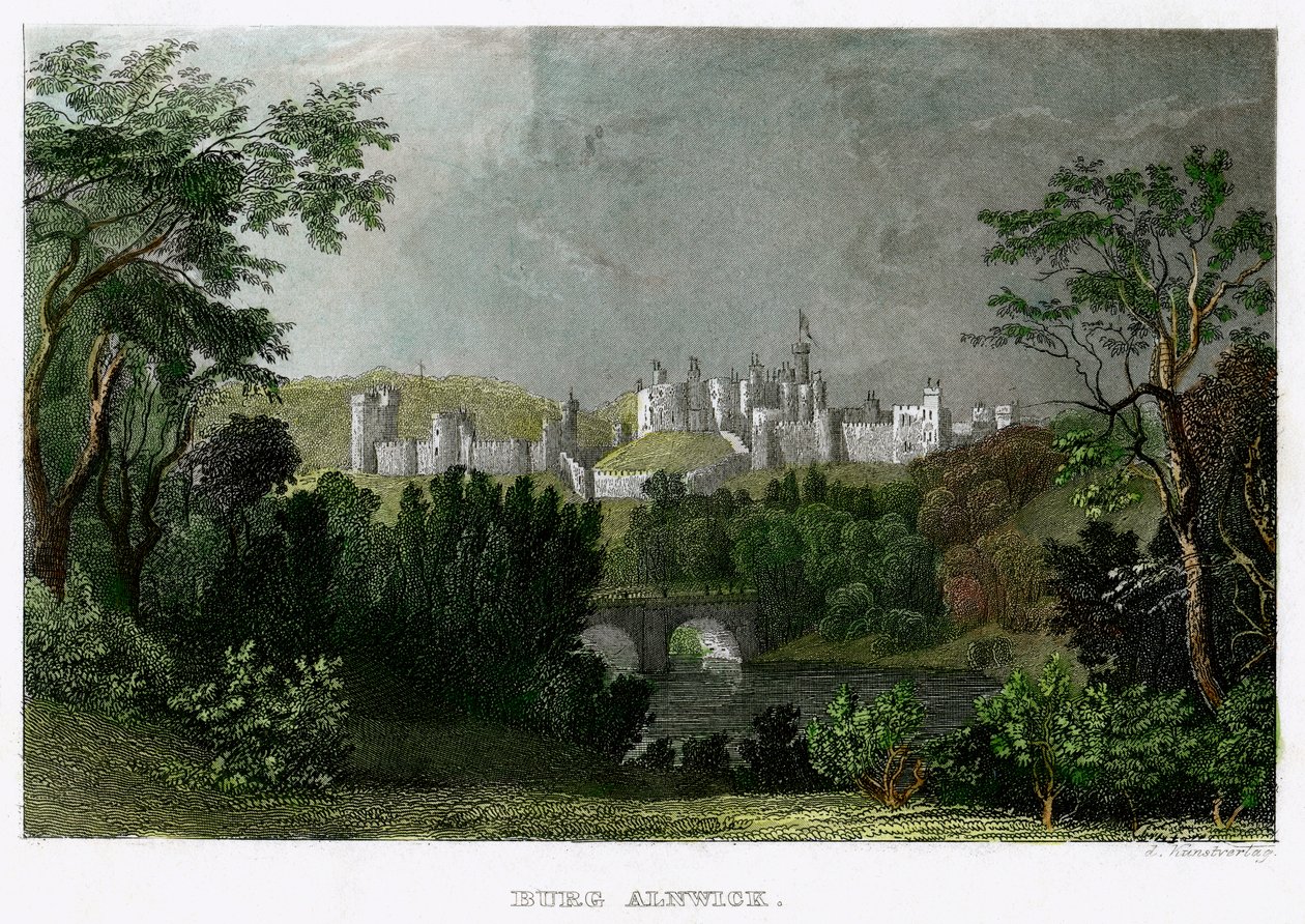 Castello di Alnwick, Northumberland, XVIII-XIX secolo da L Kunstvortag