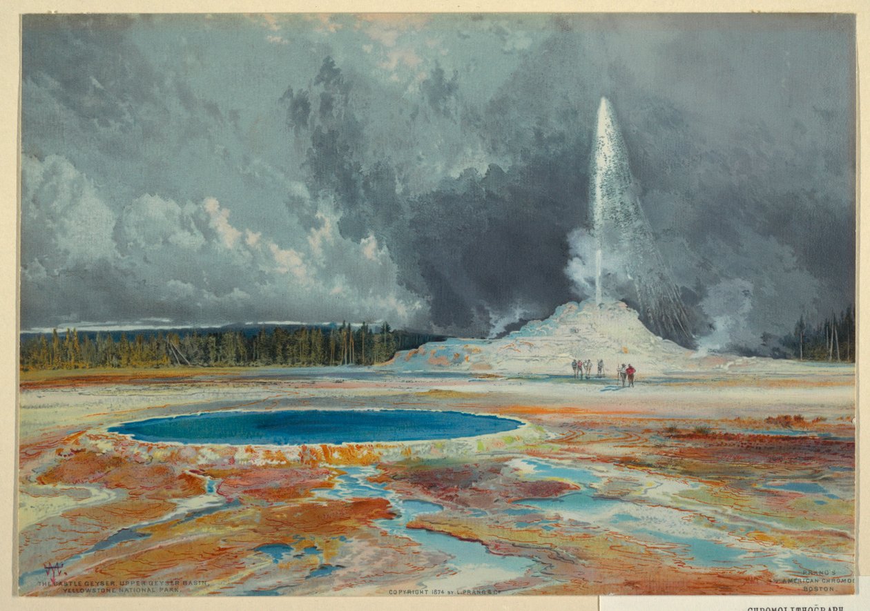 Stampa, Castle Geyser, Bacino superiore dei geyser, Parco Nazionale di Yellowstone da L. Prang and Company