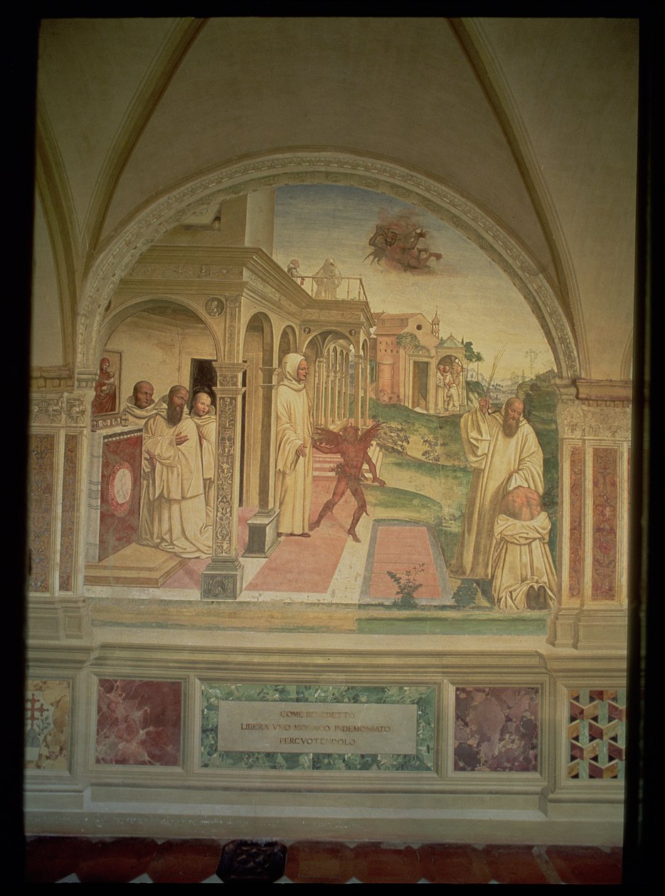 La flagellazione di San Benedetto, dalla Vita di San Benedetto da L. Signorelli