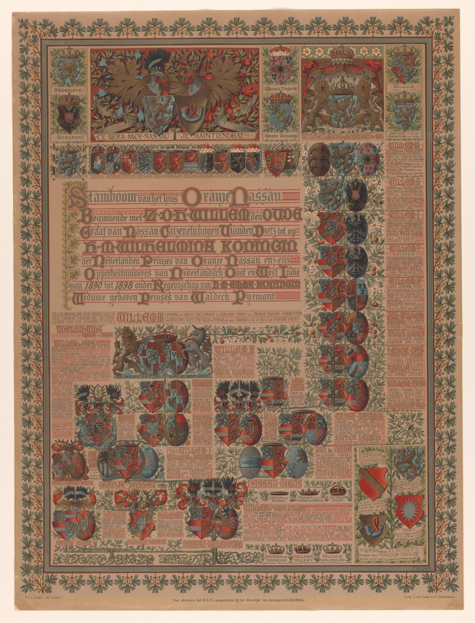 Albero genealogico della Casa di Orange-Nassau da L. van Leer